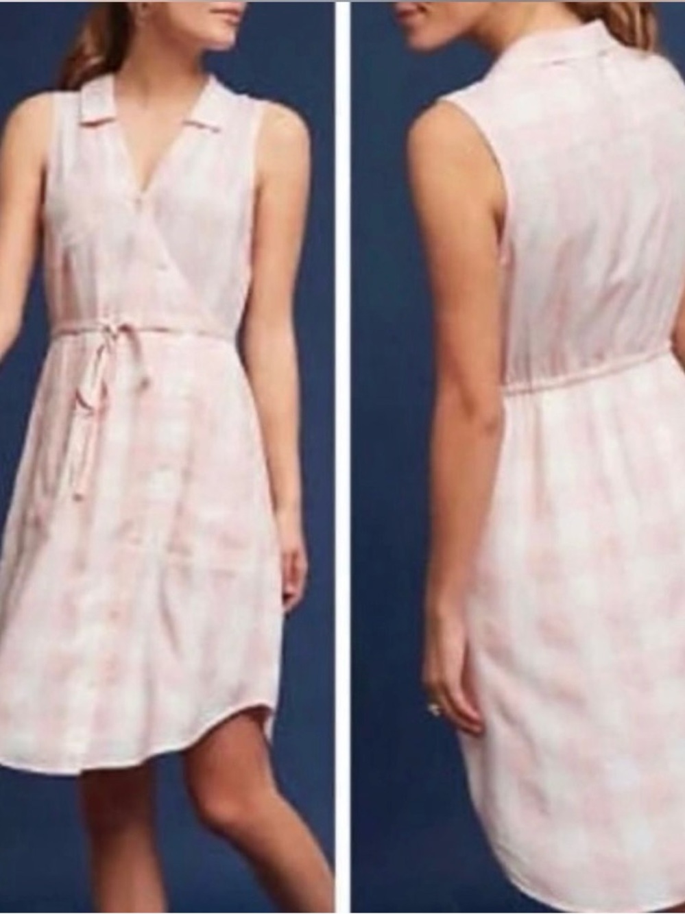 Anthropologie 11.1 Tylho Pink and White Plaid Wrapped Shirtdress Size S